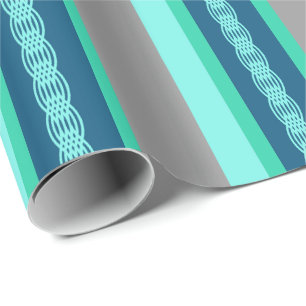 Papier Cadeau Bande d'auvent du milieu du siècle - turquoise & g