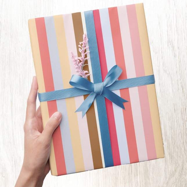 Papier Cadeau Bande de bonbons Pastel moderne (Pastel stripes gift wrapping paper)