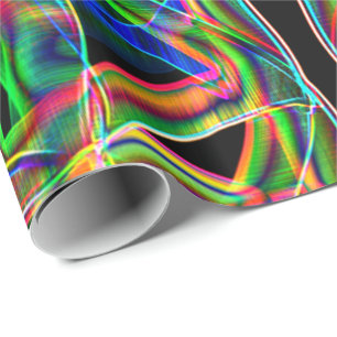 Papier Cadeau Bande de néon colorée de gauche croisée et superpo