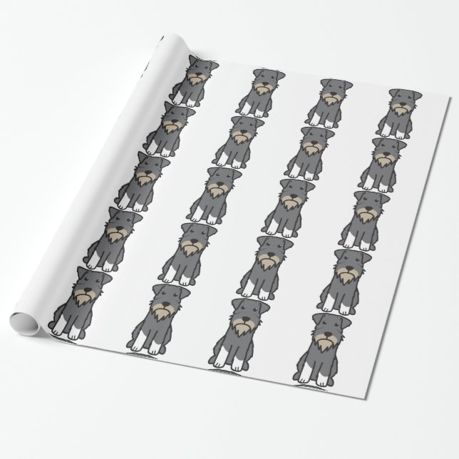 Papier Cadeau Bande dessinée de chien de Schnauzer miniature (Déroulé)