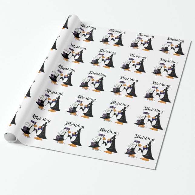 Papier Cadeau Bande dessinée drôle de mariage de jeunes mariés (Déroulé)