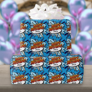 Papier Cadeau Bande dessinée personnalisée JOYEUX ANNIVERSAIRE P
