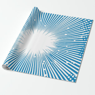 Papier Cadeau Bande dessinée Pop Art Explosion - Bleu et Blanc