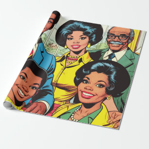 Papier Cadeau Bande dessinée vintage famille