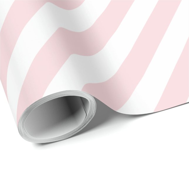 Papier Cadeau Bande diagonale rose pâle (Coin rond)