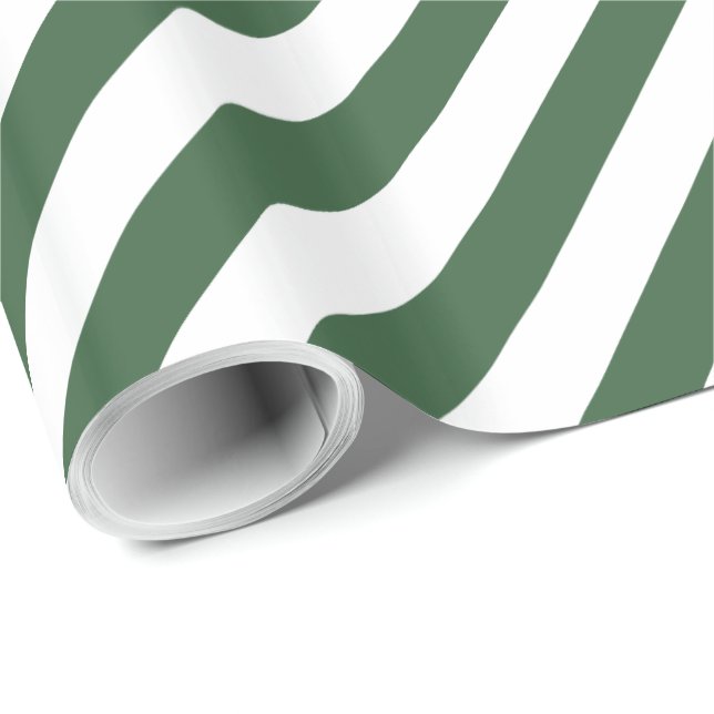 Papier Cadeau Bande diagonale verte du chasseur (Coin rond)