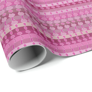 Papier Cadeau Bande florale rose