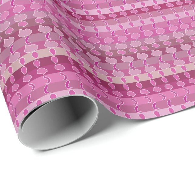 Papier Cadeau Bande florale rose (Coin rond)