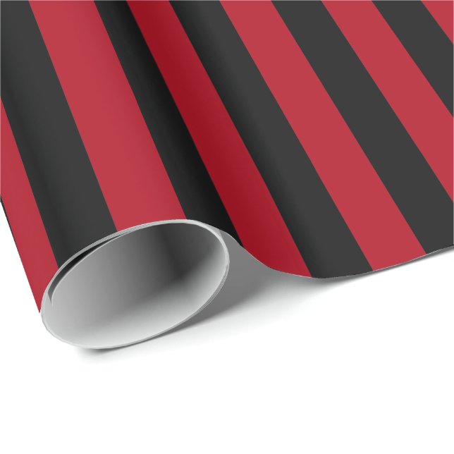 Papier Cadeau Bande rouge foncé/noire (Coin rond)