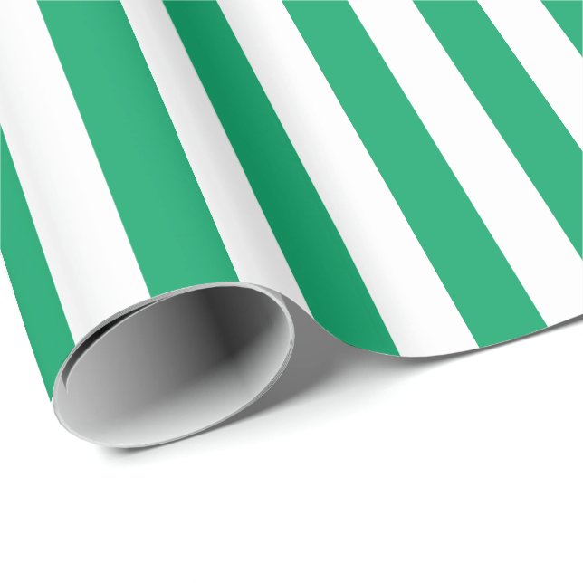 Papier Cadeau Bande verte/blanche shamrock (Coin rond)
