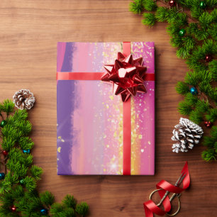 Papier Cadeau Bandes arc-en-ciel colorées avec Parties scintilla