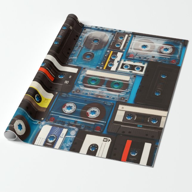 Papier Cadeau Bandes audio rétro (Déroulé)