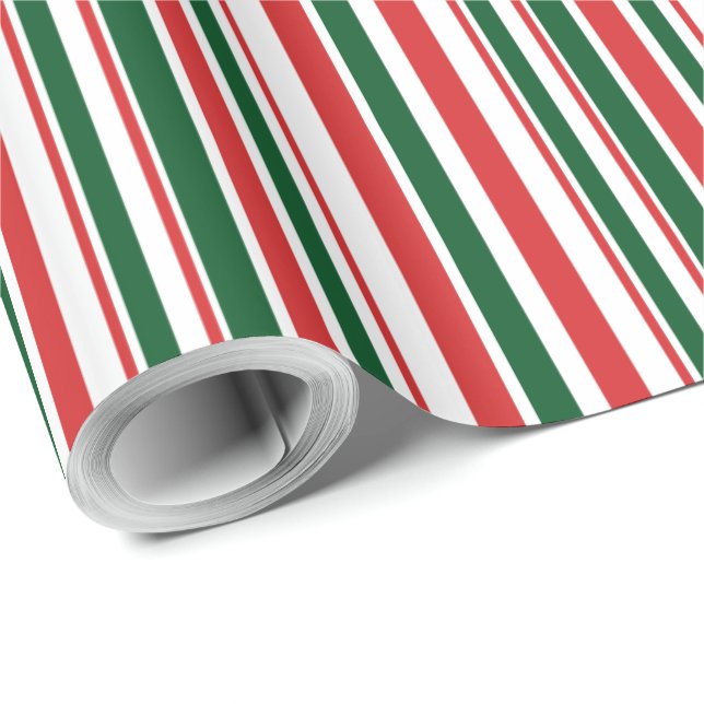 Papier Cadeau Bandes blanches rouges (Coin rond)
