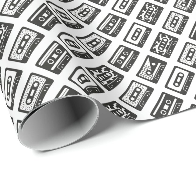 Papier Cadeau Bandes Cassette (Coin rond)