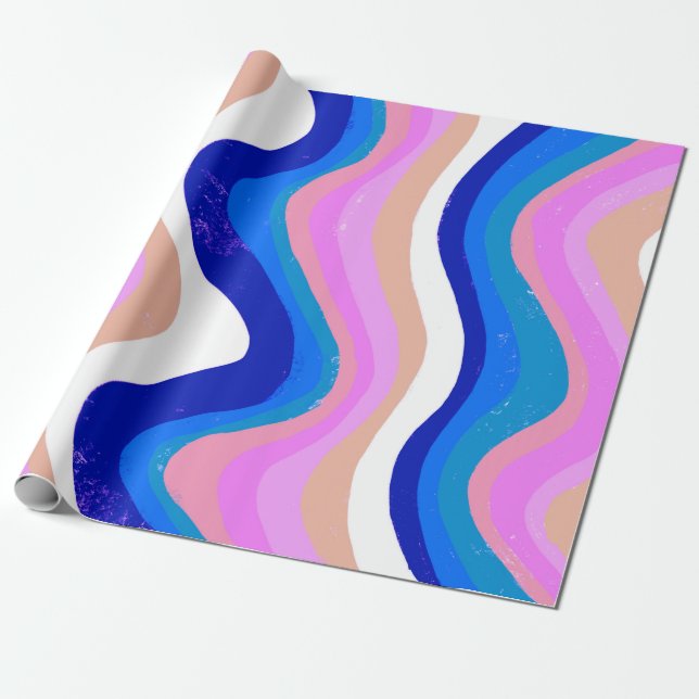 Papier Cadeau Bandes colorées Vagues Cadeau (Déroulé)