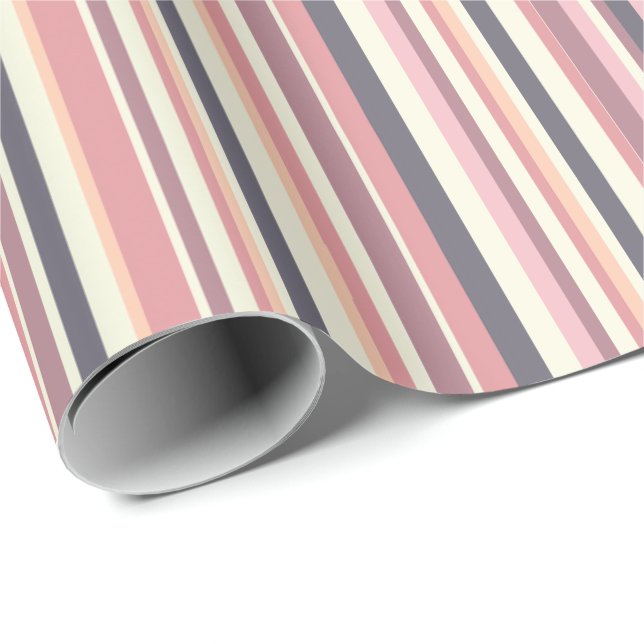 Papier Cadeau Bandes dans les tons muets (Coin rond)
