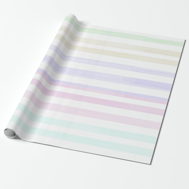 Papier Cadeau Bandes d'aquarelle Pastel (Déroulé)