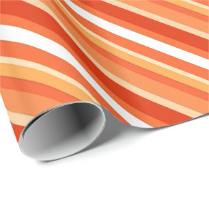 Papier Cadeau Bandes de bonbons en couches - orange et blanc