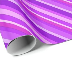 Papier Cadeau Bandes de bonbons en couches - violet et orchidée