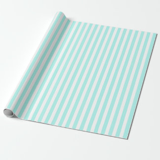 Papier Cadeau Bandes de bonbons turquoise et blanche