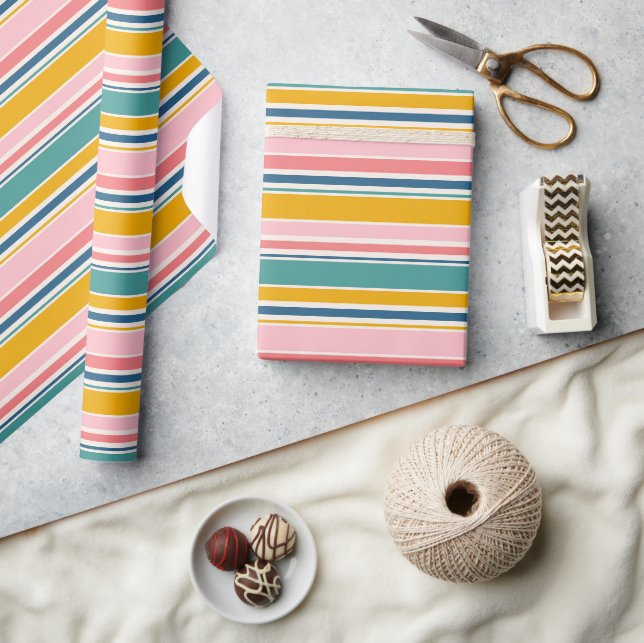 Papier Cadeau Bandes de couleurs à thème de plage (Artisanat)