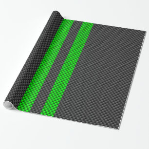 Papier Cadeau Bandes de course Accent Green Carbon Fibre Style