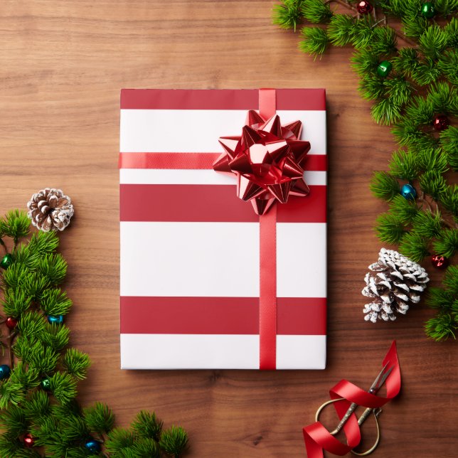Papier Cadeau Bandes de crayon rouge et blanc (Cadeau de vacances)
