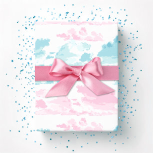 Papier Cadeau Bandes de nuages rêveuses en rose et aqua