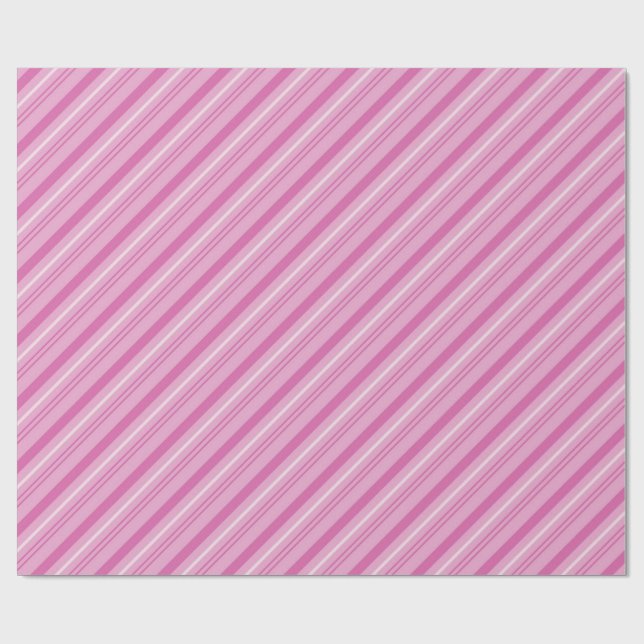 Papier Cadeau Bandes de Sucre de canne rose et blanc pastel (Plat)