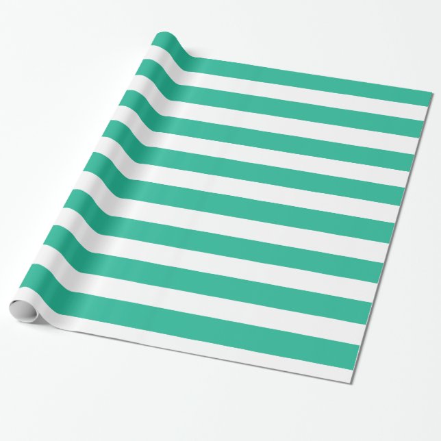 Papier Cadeau Bandes de transats vert et blanc (Déroulé)