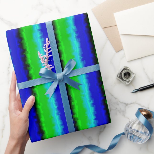 Papier Cadeau Bandes de verre brisé bleu vert (Cadeaux)