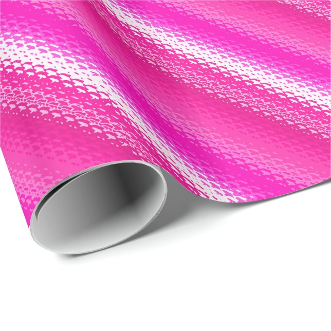 Papier Cadeau Bandes de verre dépoli - rose et fuchsia (Coin rond)