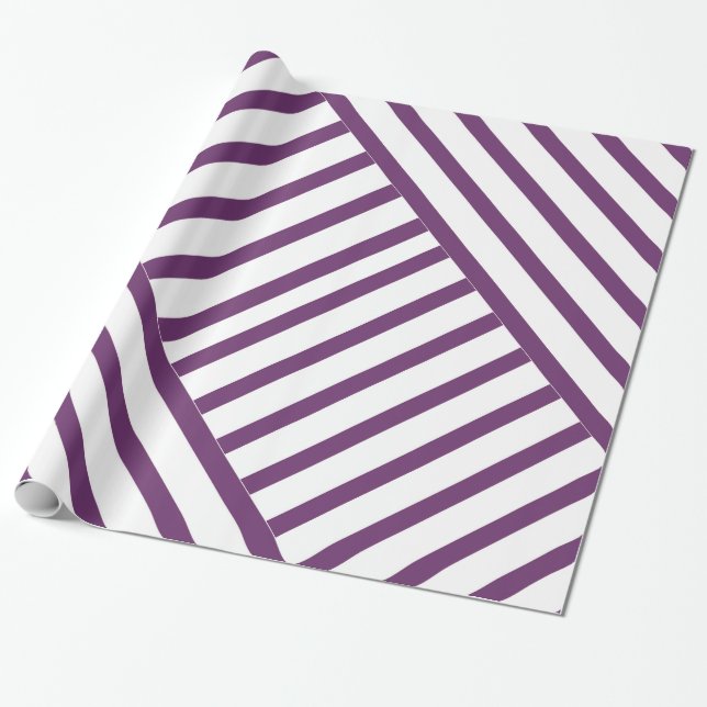 Papier Cadeau Bandes décoratives violettes et blanches (Déroulé)