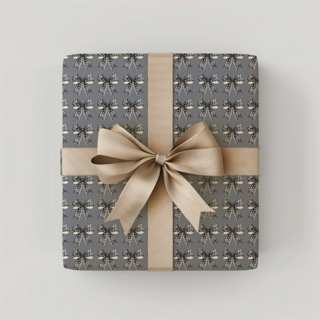 Papier Cadeau Bandes d'Halloween noir (Black Halloween Bows Wrapping Paper)