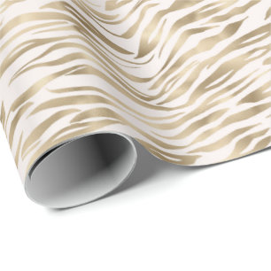 Papier Cadeau Bandes d'impression Gold Zebra
