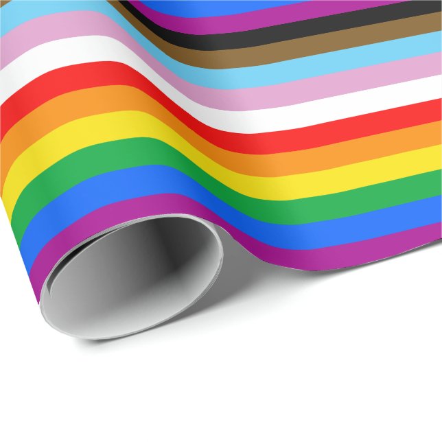 Papier Cadeau Bandes d'indicateurs de progression LGBTQ+ (Coin rond)