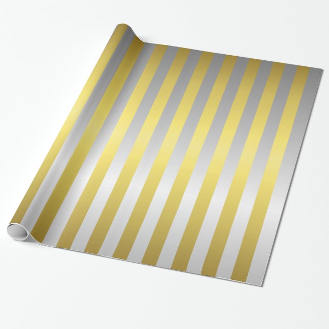 Papier Cadeau Bandes d'or et d'argent (Déroulé)