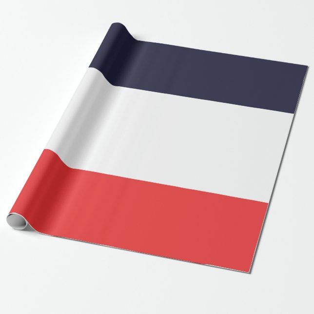 Papier Cadeau Bandes Fête Rayée Bleu Blanc & Rouge (Déroulé)