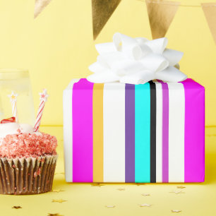 Papier Cadeau Bandes lumineuses colorées motif géométrique