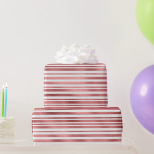 Papier Cadeau Bandes métalliques roses dorées roses