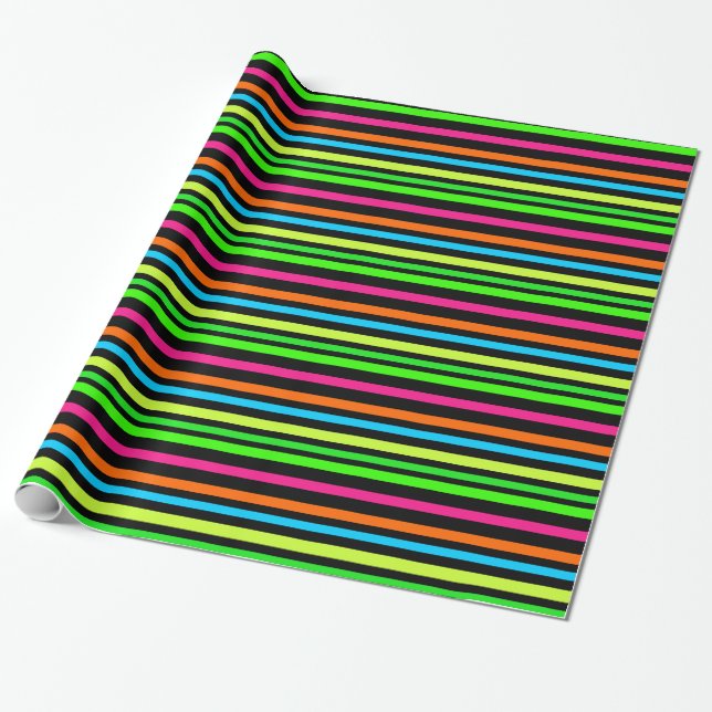 Papier Cadeau Bandes néon (Déroulé)