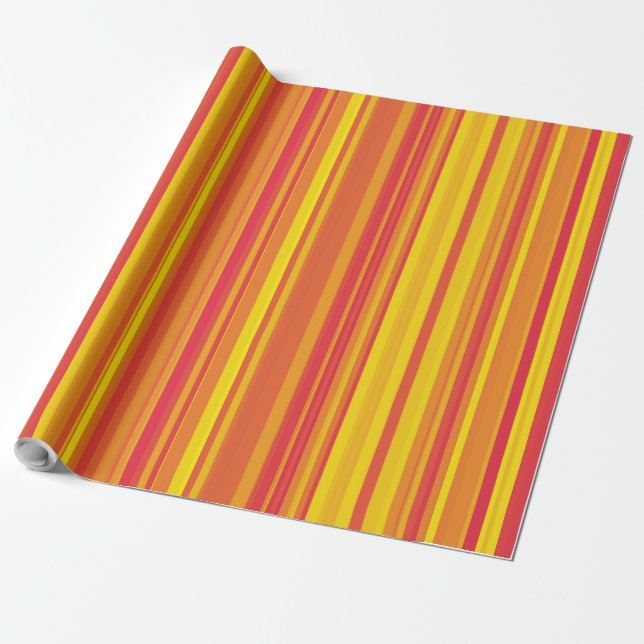 Papier Cadeau Bandes orange rouge jaune (Déroulé)