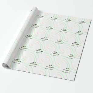 Papier Cadeau Bandes orange vertes ajouter le nom message texte