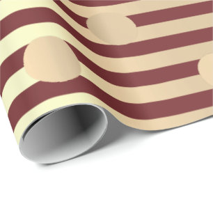 Papier Cadeau Bandes pois Champaigne Or Bourgogne Maroon