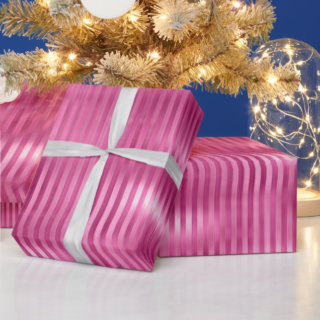 Papier Cadeau Bandes roses chaudes (Vacances)