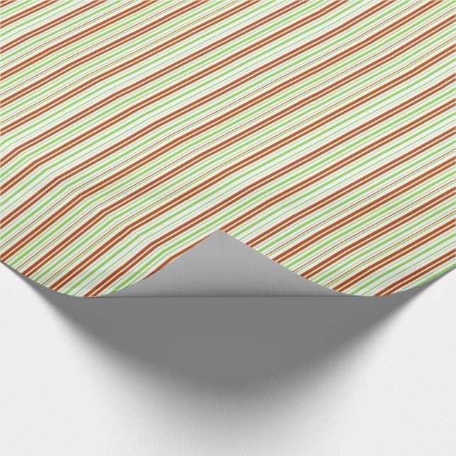 Papier Cadeau Bandes rouges et vertes (Coin)