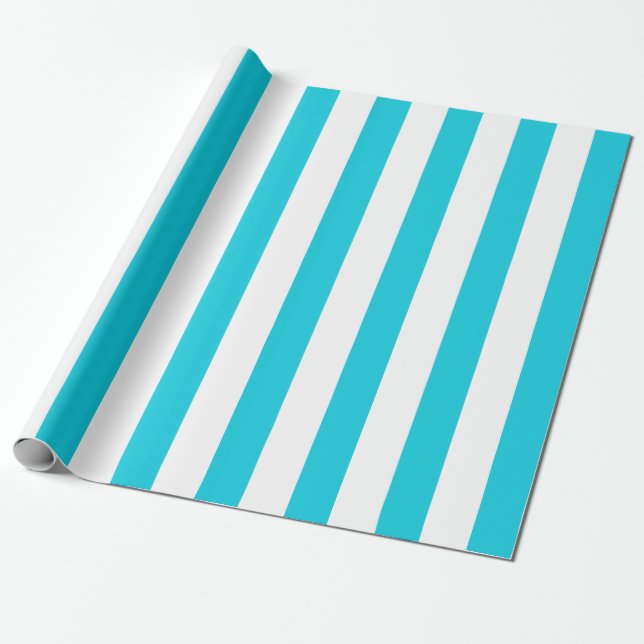 Papier Cadeau Bandes turquoise (Ajouter 2e couleur) (Déroulé)