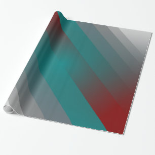 Papier Cadeau Bandes turquoises de gris bordeaux
