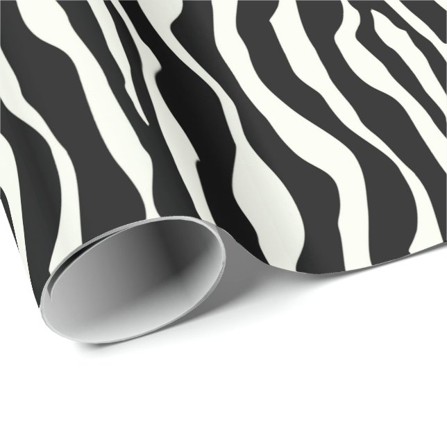 Papier Cadeau Bandes zébrées - Noir et Blanc (Coin rond)