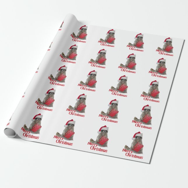 Papier Cadeau Bandit Raton Santa Joyeux Noël (Déroulé)